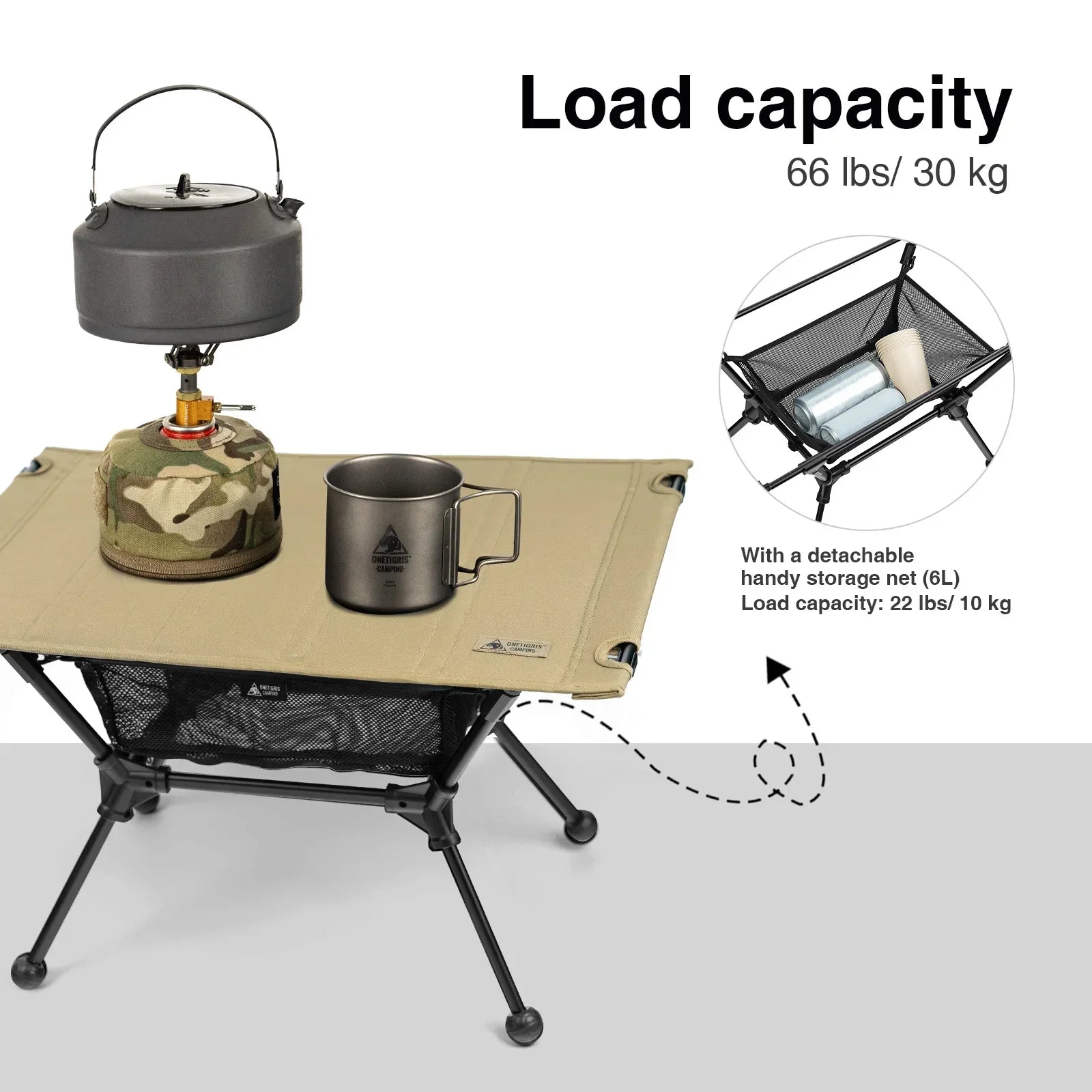 Camping Table with Mesh Storage Pouch Brown Camp Furniture - Tophatter Daily Deals