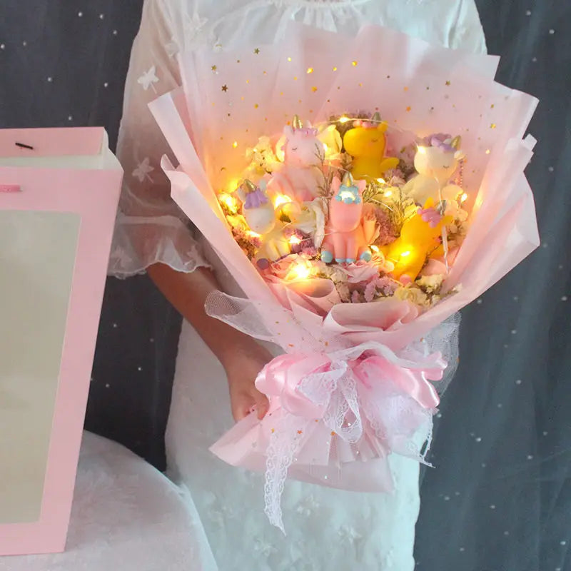 Sanrio Led Lights Plush Toy Bouquet Pink Unicorns Bouquet Flowers - Tophatter Daily Deals