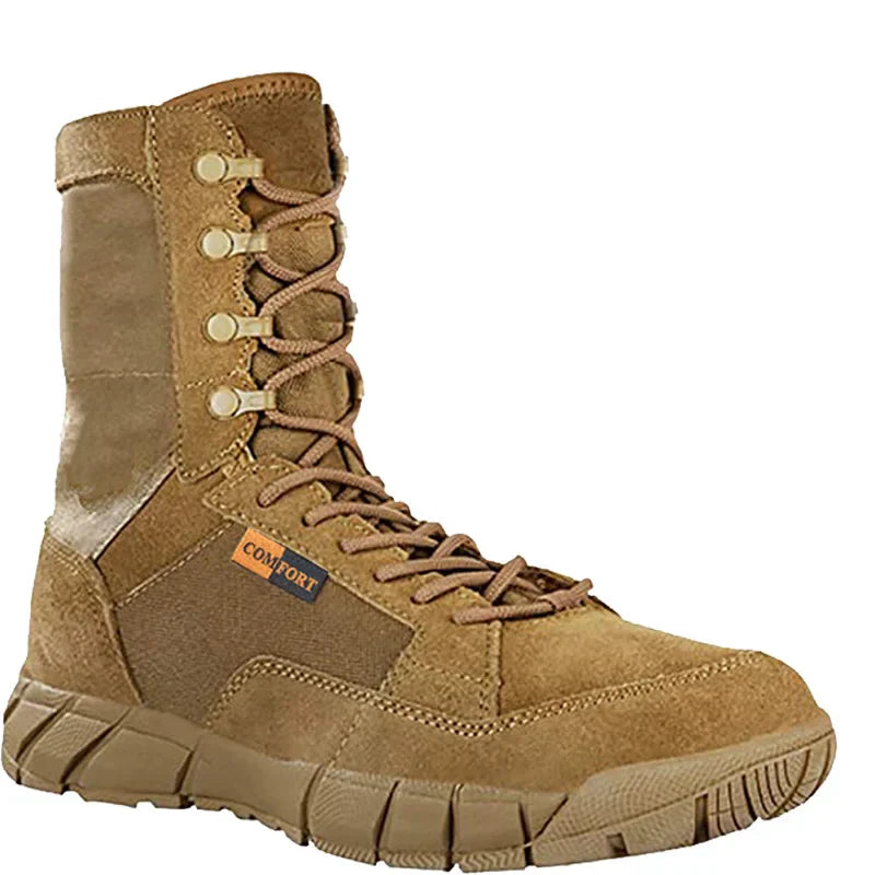 Mens Tactical Mid-Calf Combat Boots (Brown No Zip) Apparel & Accessories > Shoes > Boots - Tophatter Daily Deals