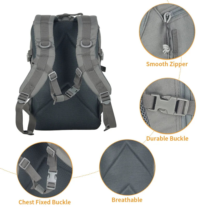 Tactical Molle Backpack Waterproof Grey Backpacks - Tophatter Daily Deals