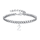 Initials Cuban Link Bracelet Stainless Steel Adjustable Z - Tophatter Daily Deals