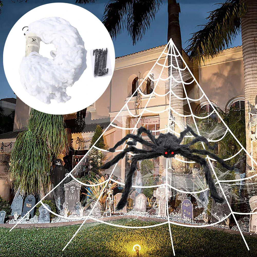 Halloween Spider Web Triangle Lawn Decor 2025 Haunted Prop White - Tophatter Daily Deals