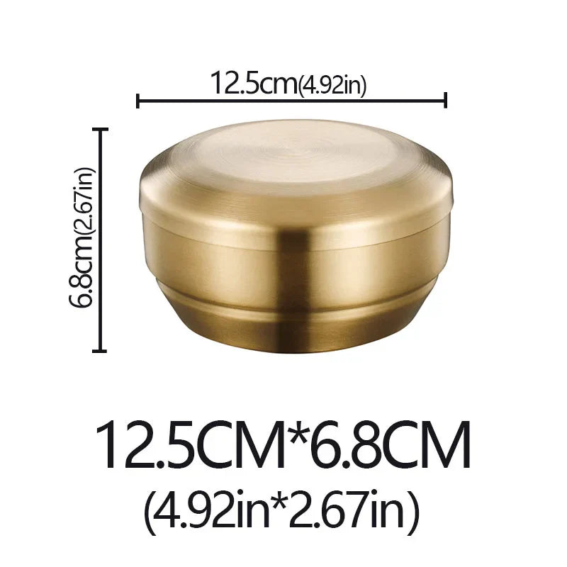 Stainless Steel Double Layer Rice Bowl With Lid Insulated gold-M-With lid - Tophatter Daily Deals