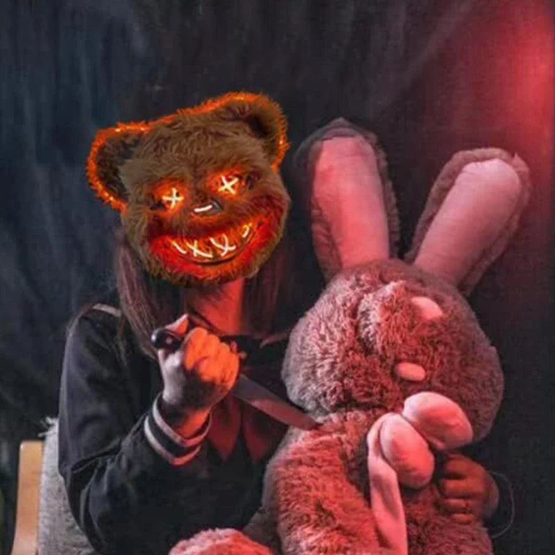 Halloween LED Mask Faux Fur Bunny Bear Cosplay Spooky - Tophatter Daily Deals