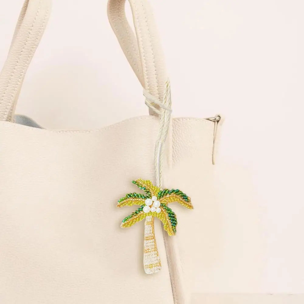 Coconut Tree Sequin Patch Keyring Bag Pendant Handmade - Tophatter Daily Deals