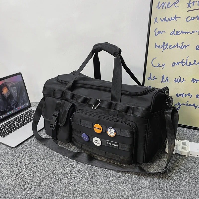 Foldable Dry-Wet Separation Gym Travel Bag Black Duffel Bags - Tophatter Daily Deals