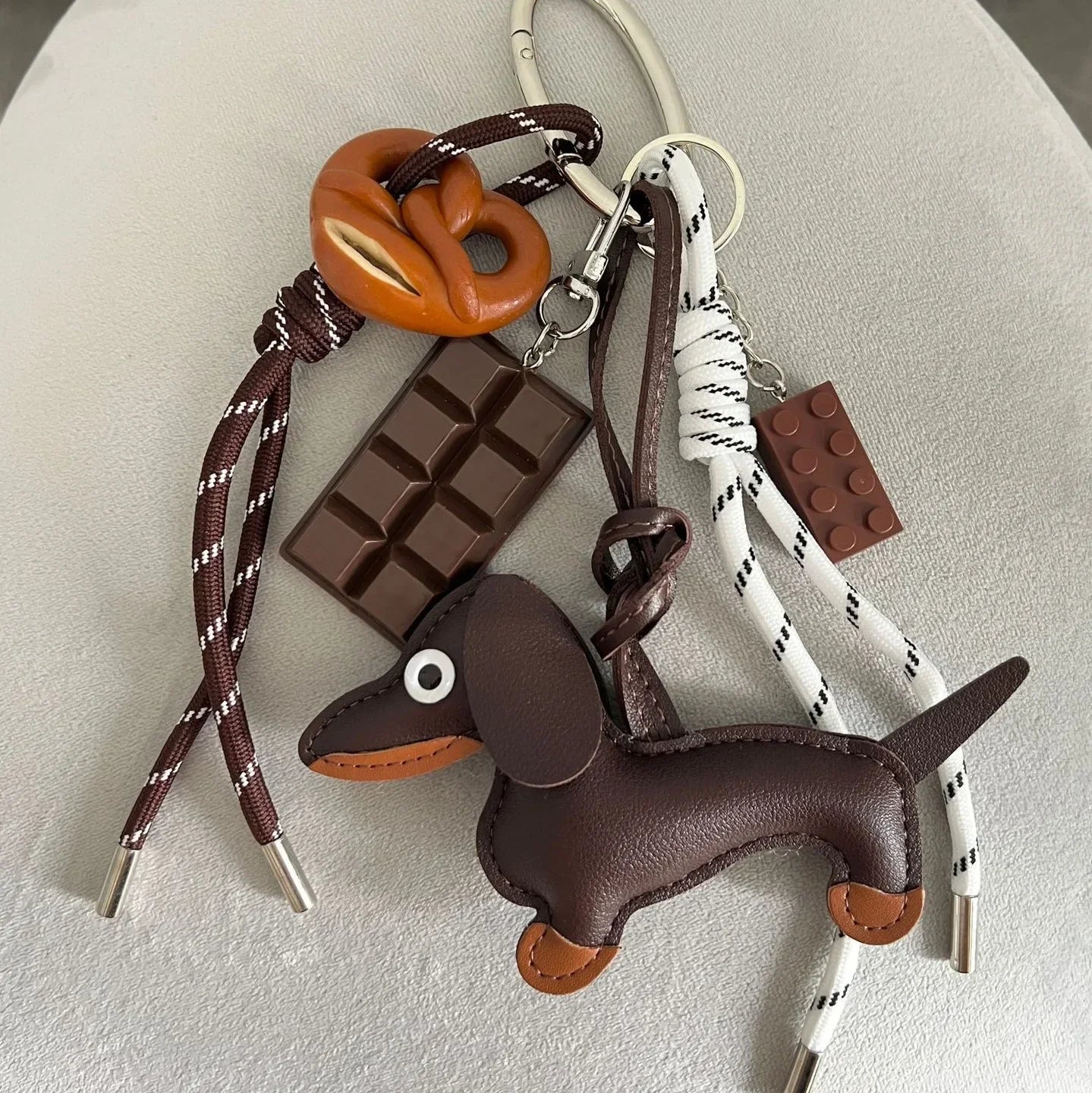 Braid Rope Bag Charm Leather Dachshund Keychain Aesthetic - Tophatter Daily Deals