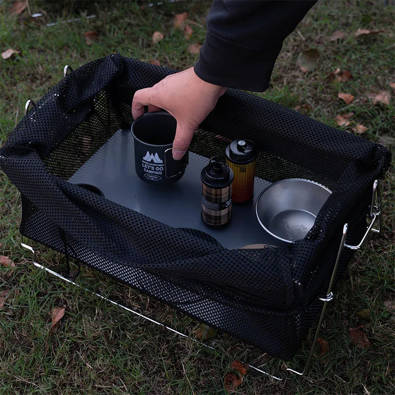 Outdoor Tactical Camping Storage Basket Black Camp Furniture - Tophatter Daily Deals
