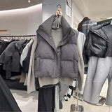 Warm Women's Puffer Vest - Boxy Quilted Polyester Winter - Tophatter Daily Deals