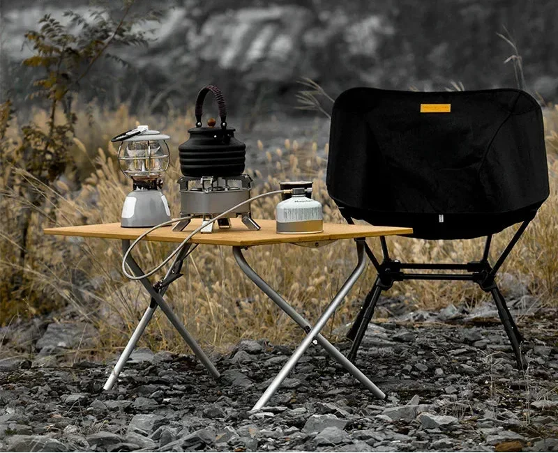 Bamboo Folding Camping Table 2-Fold Brown Camp Furniture - Tophatter Daily Deals