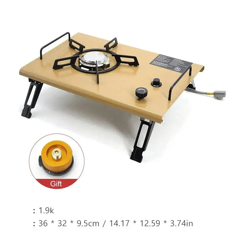 Camping Gas Stove Folding Burner with IGT Table Khaki Camp Cooking - Tophatter Daily Deals