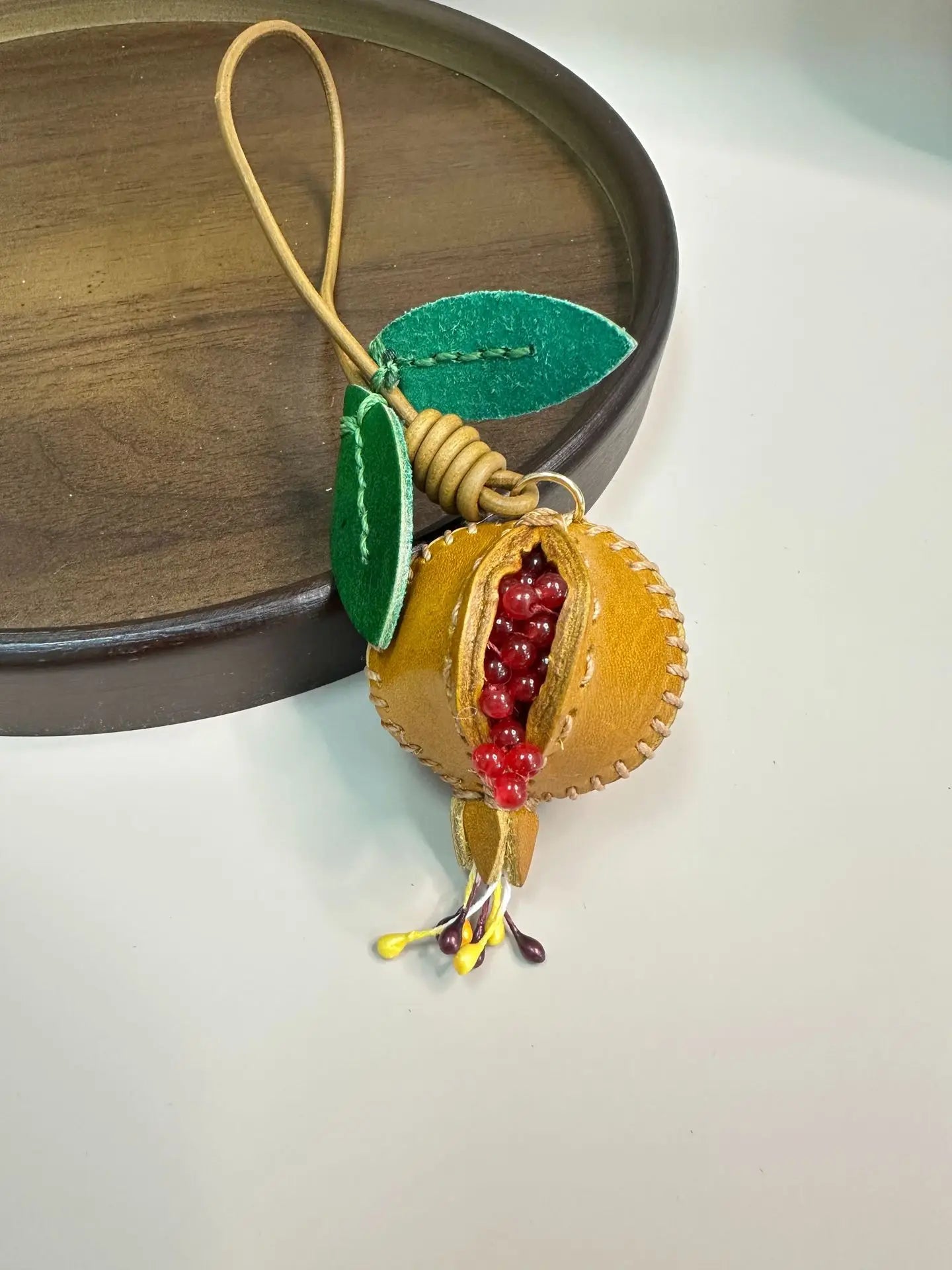 Pomegranate Leather Charm Keychain Bag And Car Decor - Tophatter Daily Deals