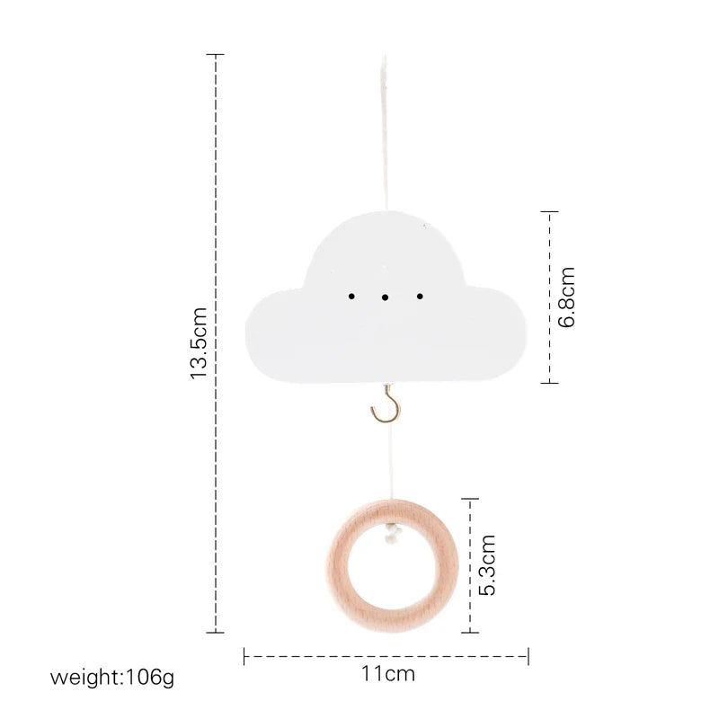 Wooden Rabbit Crib Mobile Newborn Sensory Toys Soft Cloud music box - Tophatter Daily Deals