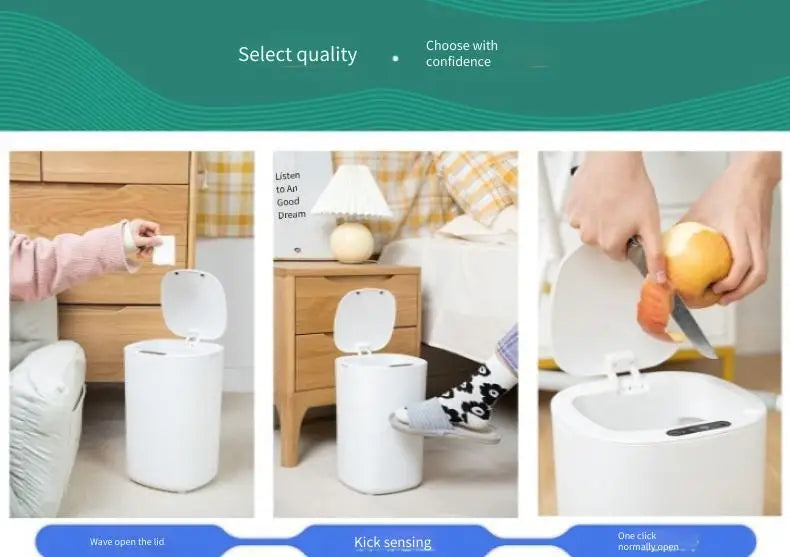 Smart Sensor Trash Bin With Flip Lid For Home Touchless - Tophatter Daily Deals