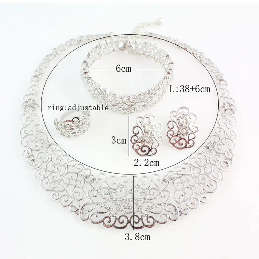 Jewelry Set Necklace Earrings Ring Bracelet (Gold) Apparel & Accessories > Jewelry > Jewelry Sets - Tophatter Daily Deals