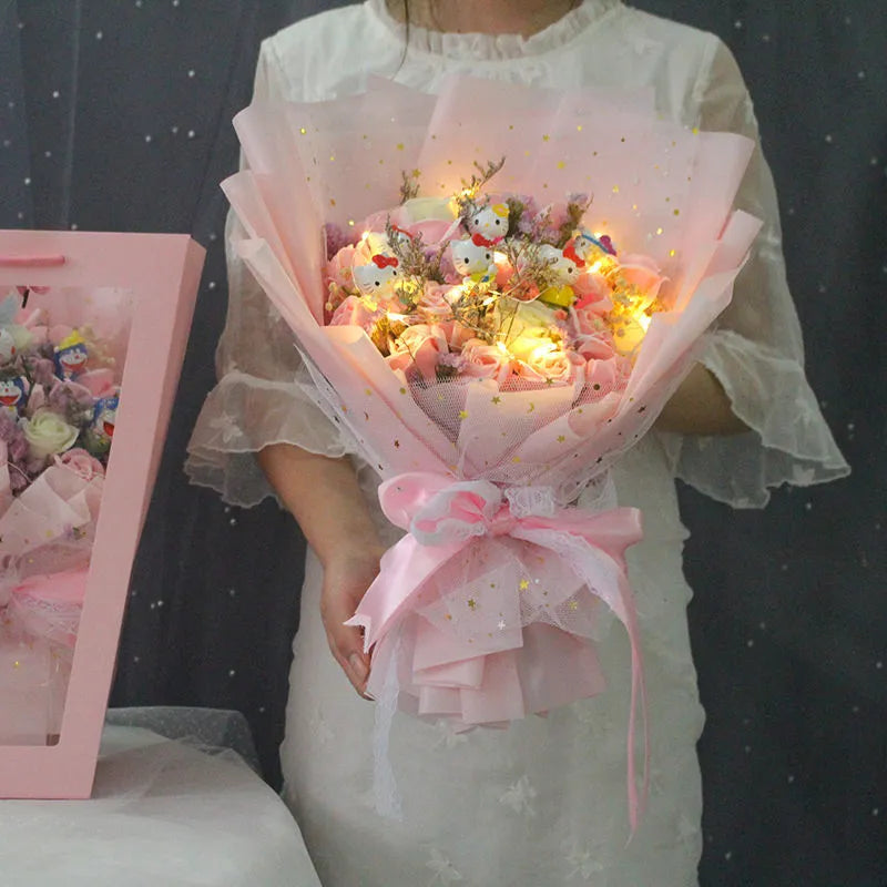 Sanrio Led Lights Plush Toy Bouquet Hello Kitty Baby Pink Flowers - Tophatter Daily Deals