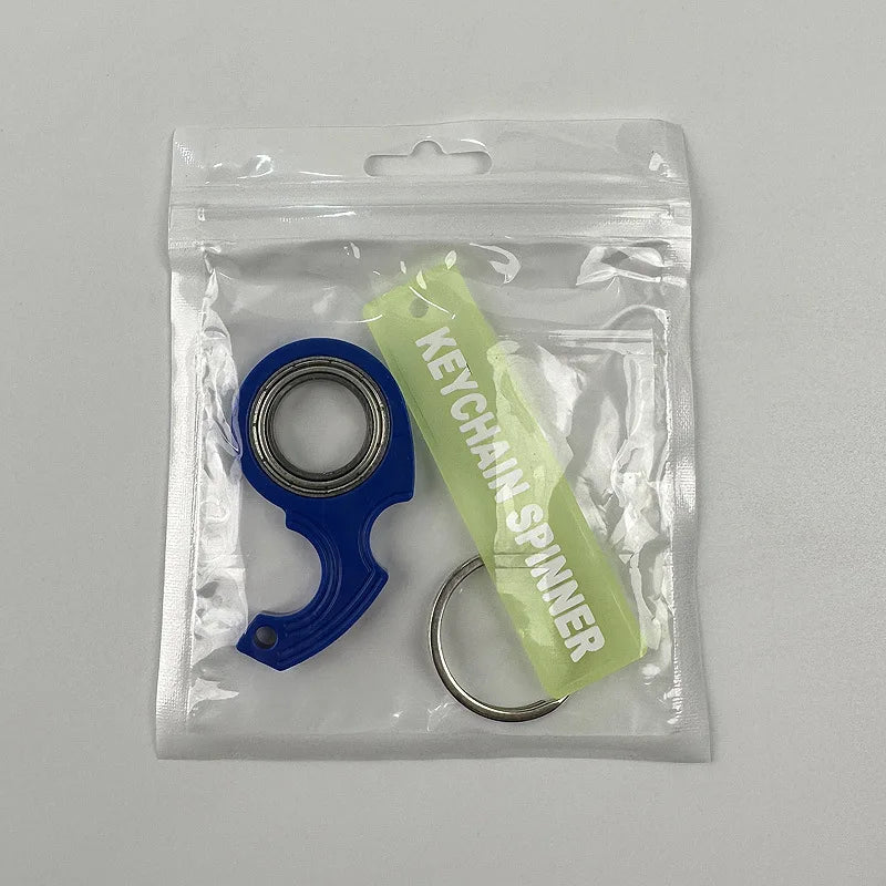 Metal Keychain Fidget Spinner Ring Stress Relief Toy - Tophatter Daily Deals