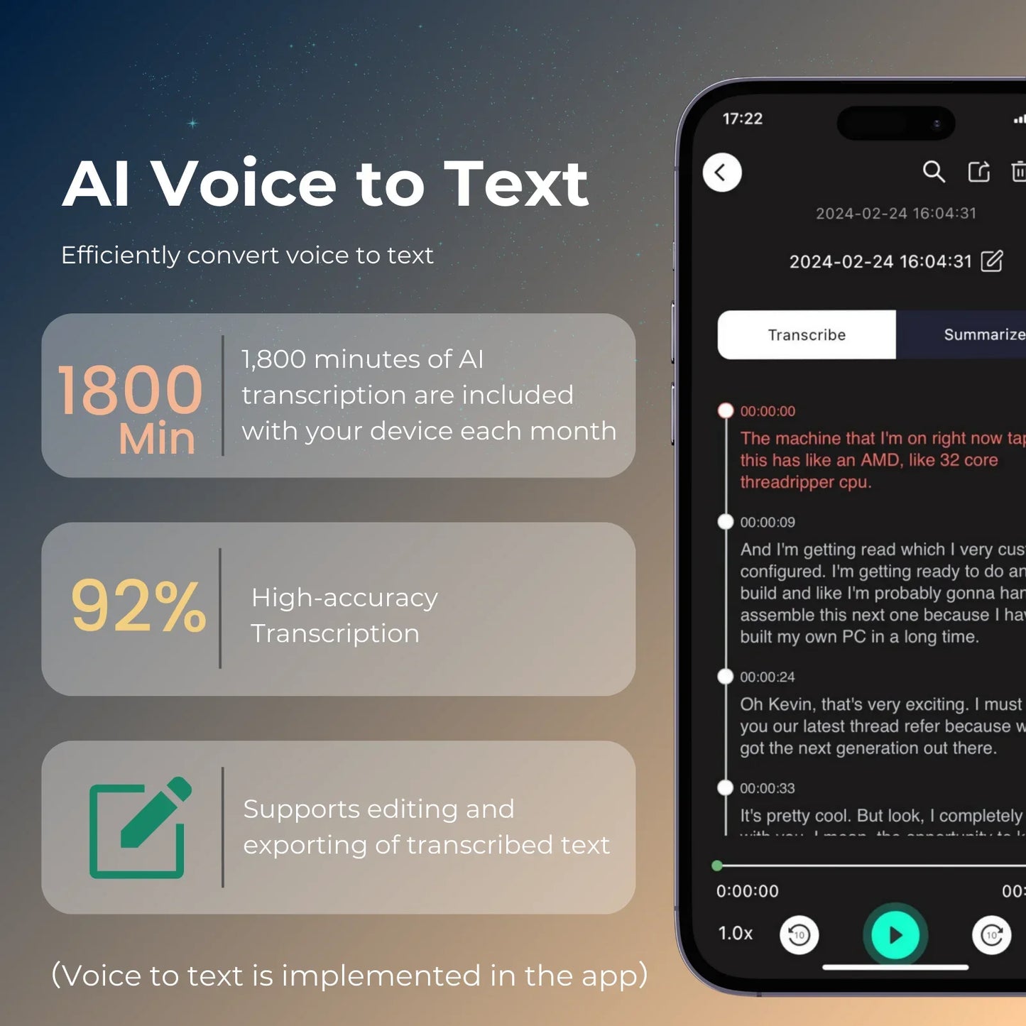 AI Voice Recorder 64GB With Transcription And Translation - Tophatter Daily Deals