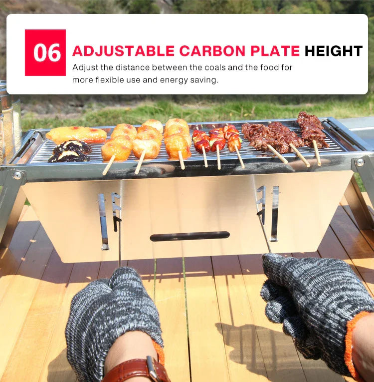 Folding Charcoal Grill Stove Silver Camp Cooking - Tophatter Daily Deals