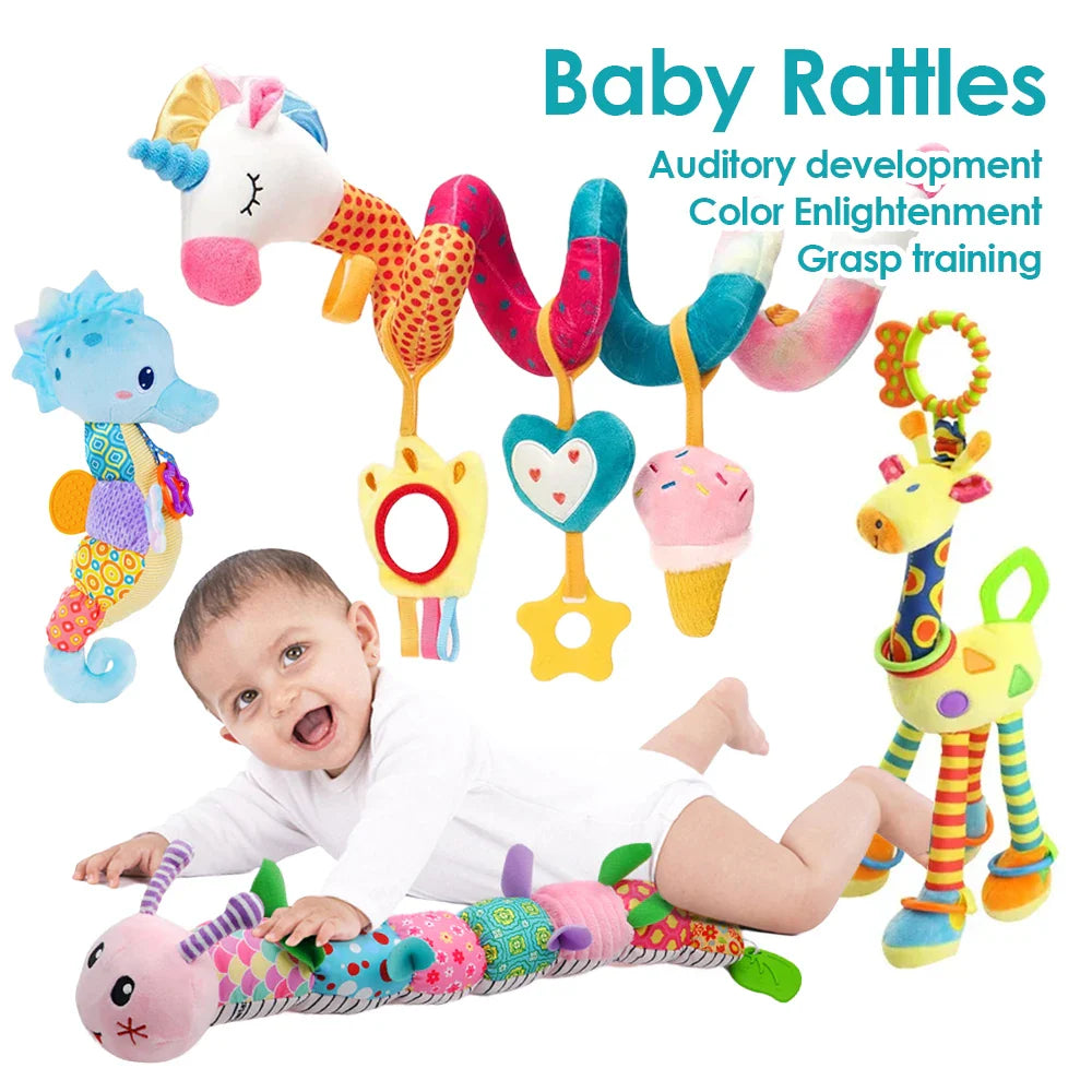 Soft Giraffe Baby Rattle Hanging Plush Newborn Sensory Toys - Tophatter Daily Deals