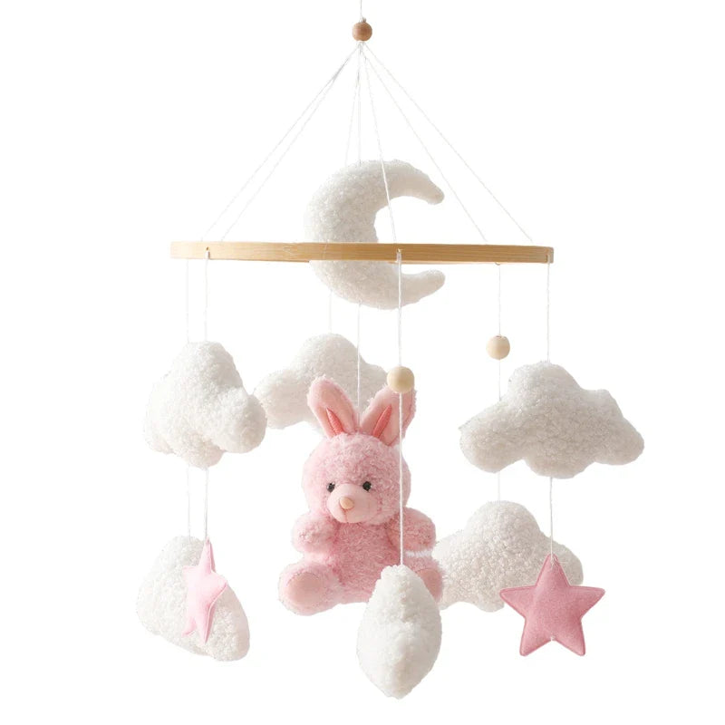 Baby Crib Mobile Wooden Nursery Newborn Sensory Toys Pink Rabbit - Tophatter Daily Deals