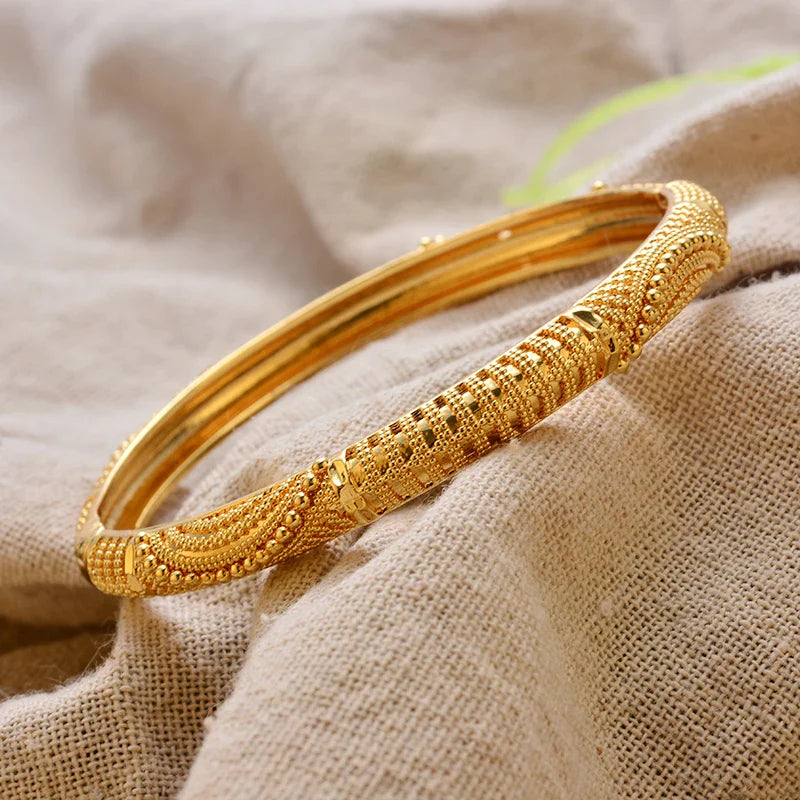 Gold Plated Bangles Luxury Arabic Wedding Bracelet - Tophatter Daily Deals