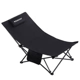 Camping Folding Recliner Chair with Cotton Pillow Black Camp Furniture - Tophatter Daily Deals