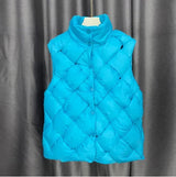 Insulating Women Puffer Vest - Boxy Quilt Polyfill Winter Light Blue - Tophatter Daily Deals