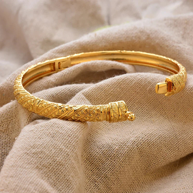 Gold Plated Bangles Luxury Arabic Wedding Bracelet - Tophatter Daily Deals
