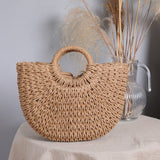 Summer Top Handle Semi Circle Straw Bag Handbags & Wallets - Tophatter Daily Deals