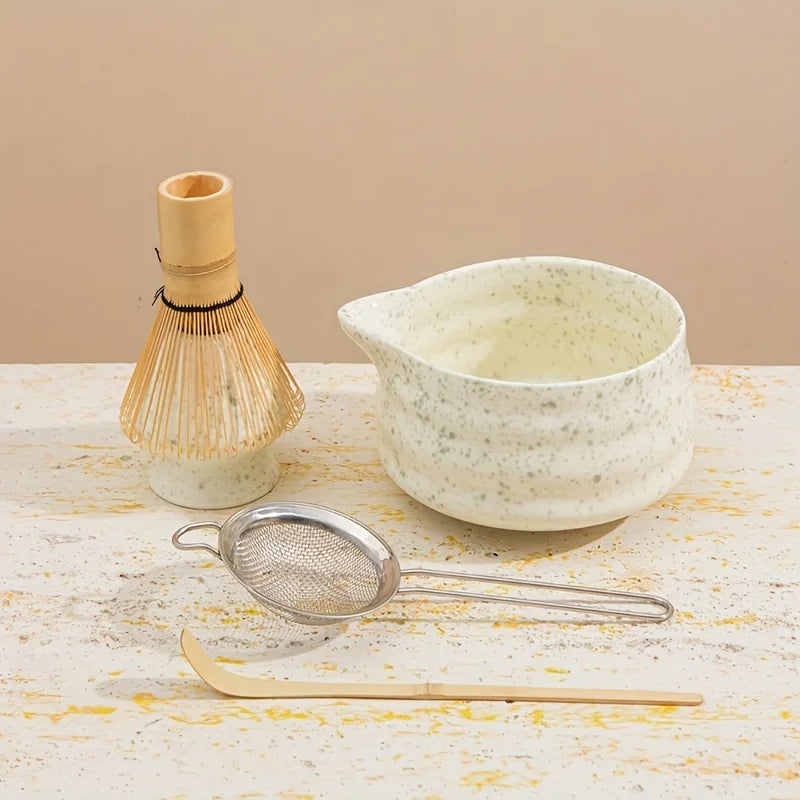 Matcha Set Spotted Green Ceramic 5Pc Japanese Tea Gift - Tophatter Daily Deals