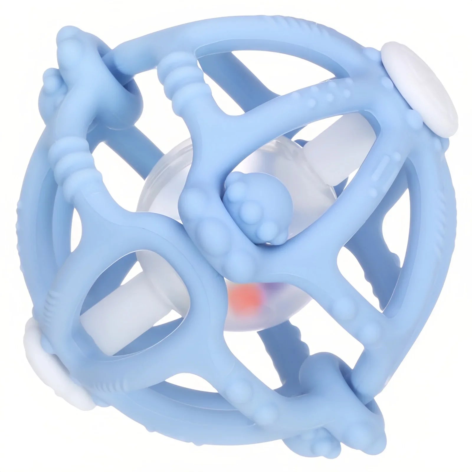 Silicone Teether Rattle Orb Montessori Newborn Sensory Toys Blue - Tophatter Daily Deals