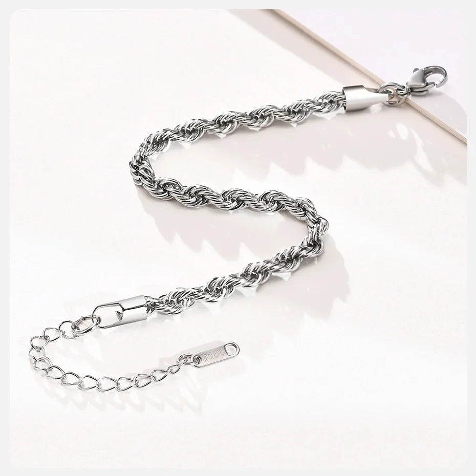 Stainless Steel Rope Chain Bracelet Twisted Singapore - Tophatter Daily Deals