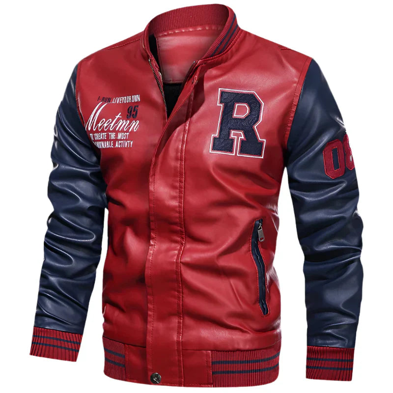 Men's PU Leather Moto Jacket (Red) Apparel & Accessories > Clothing > Outerwear > Motorcycle Outerwear - Tophatter Daily Deals