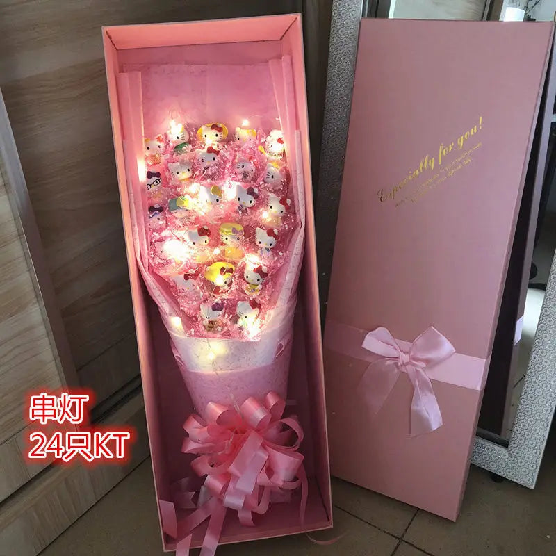 Sanrio Led Lights Plush Toy Bouquet Hello Kitty Variety Pink Bouquet Flowers - Tophatter Daily Deals