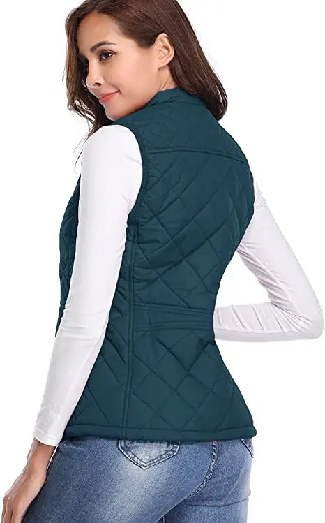 Lightweight Women Quilted Vest - Stand Collar Cotton Winter - Tophatter Daily Deals
