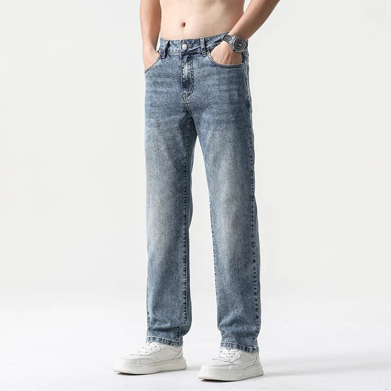Oversized Men’s Wide Leg Jeans - Straight Lyocell, Casual - Tophatter Daily Deals