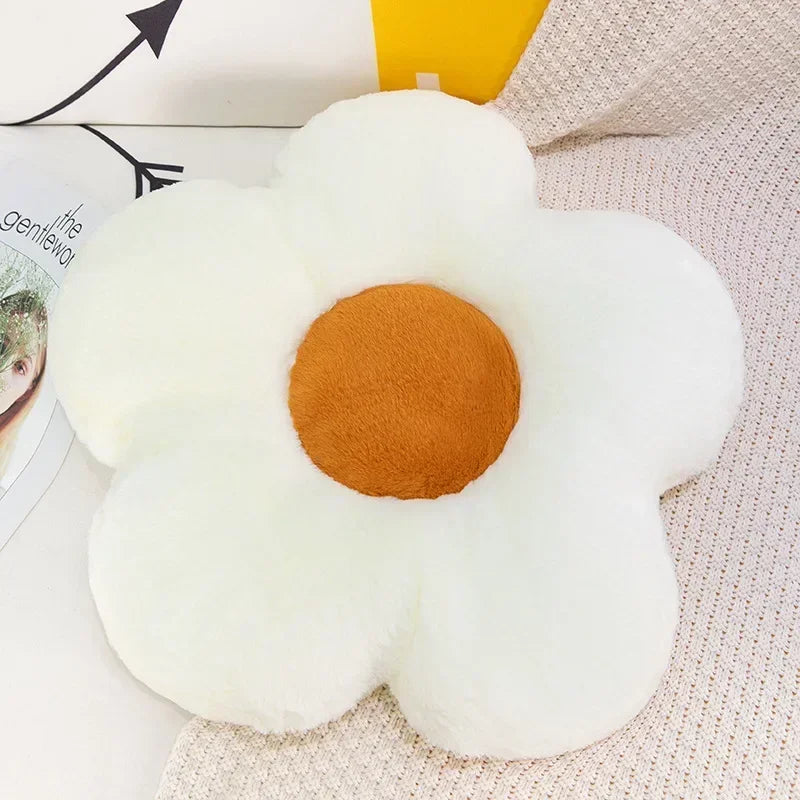 Fresh Colorful Pastel Flower Plush Toy Cushion White x Brown Flowers - Tophatter Daily Deals
