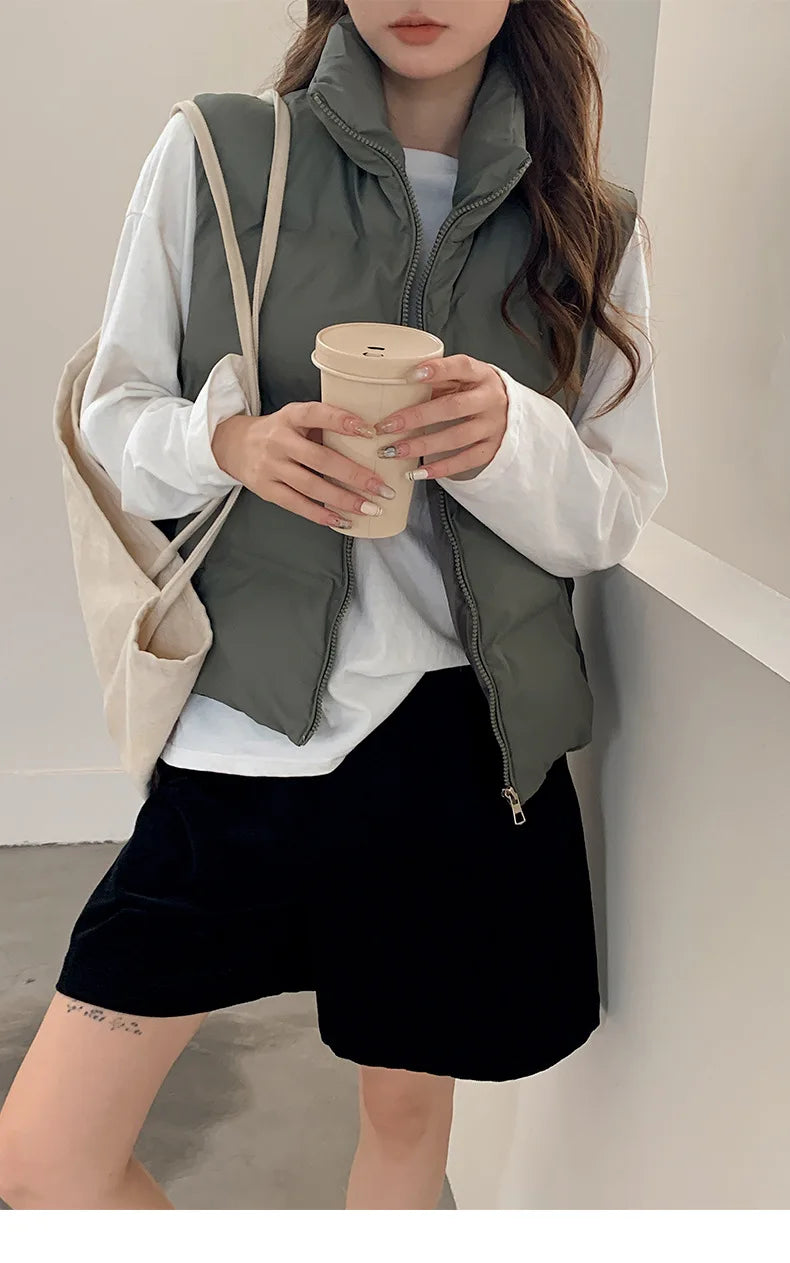Lightweight Women's Down Vest - Cropped Boxy, Duck Fill - Tophatter Daily Deals