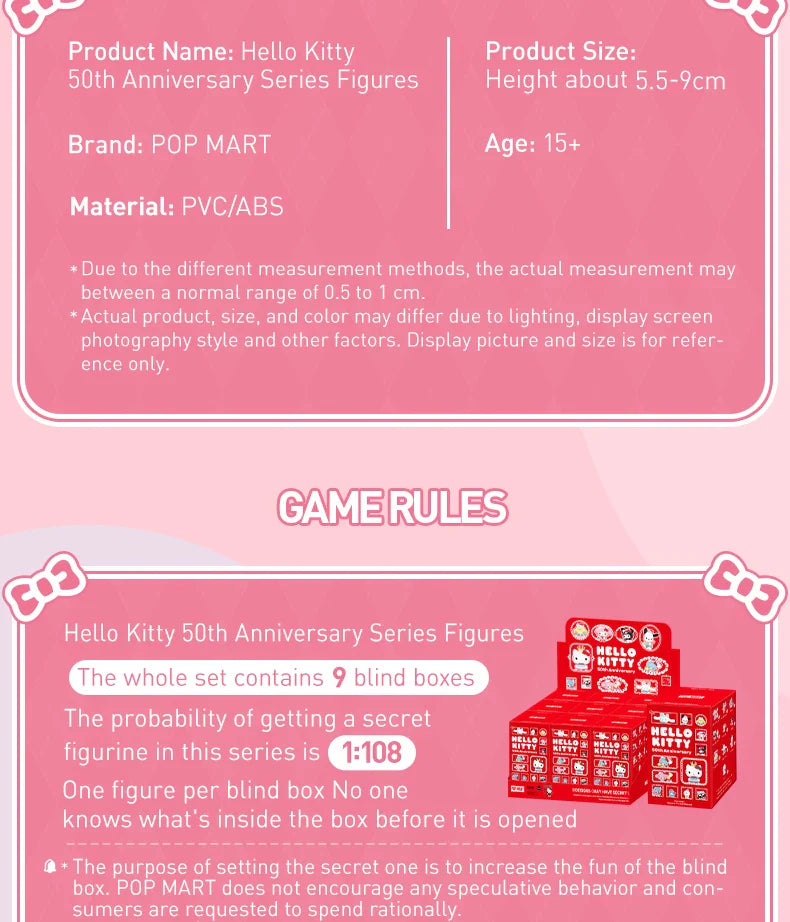 Genuine Pop Mart Sanrio Characters Hello Kitty 50th Anniversary Series Figures Blind Box Anime - Tophatter Daily Deals