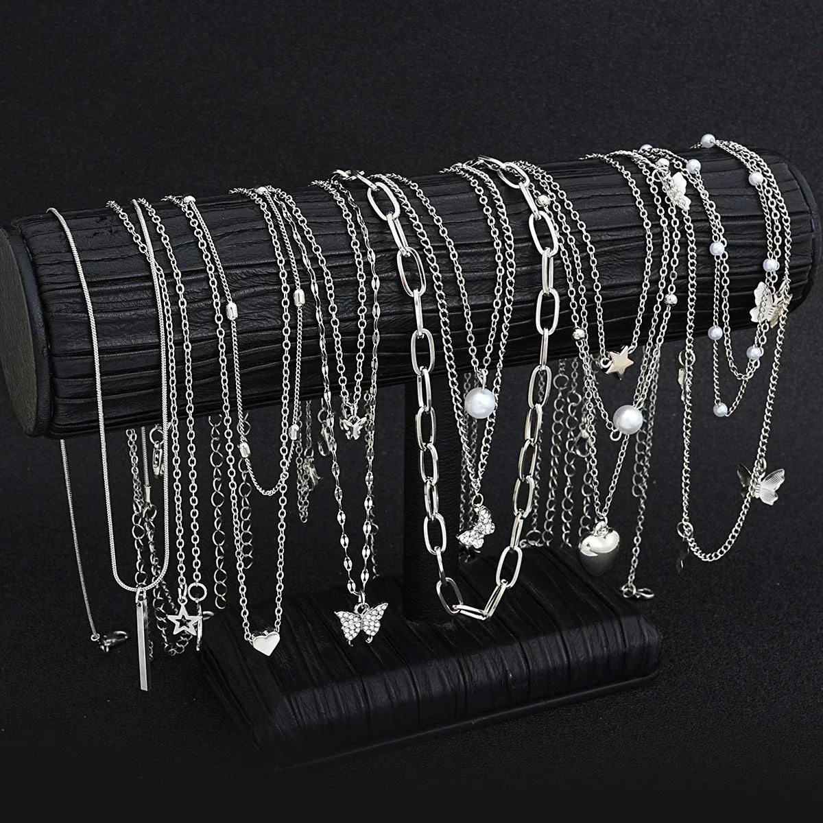 NNEOBA 13-Piece Womens Silver Necklace Set with Charms Fashion > Women's Fashion > Women's Jewellery - Tophatter Daily Deals