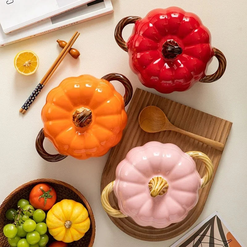 Ceramic Soup Pot Pumpkin Lid Porcelain Large Fall 2025 - Tophatter Daily Deals