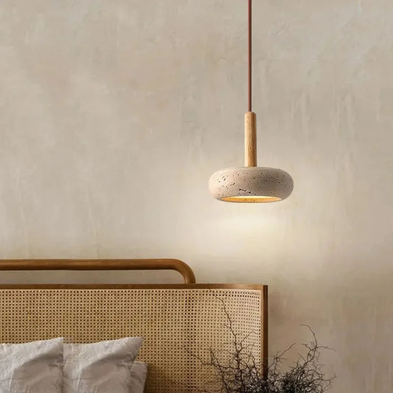 Japandi LED Pendant Lamp Yellow Stone Wabi Sabi Ambient Design - Tophatter Daily Deals