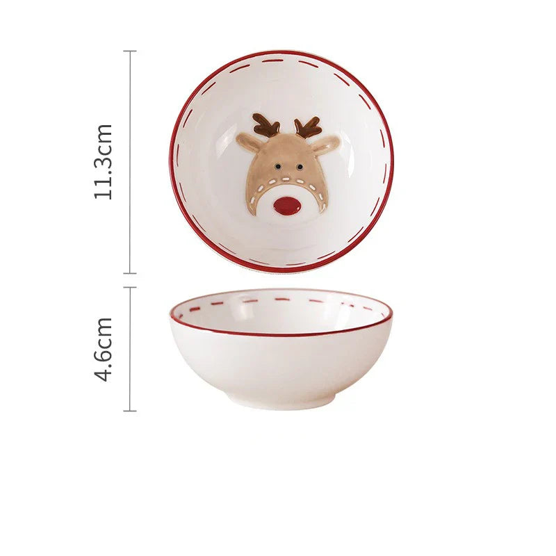 Christmas Ceramic Santa Bowl Nordic Holiday Breakfast Bowl Elk Bowl - Tophatter Daily Deals