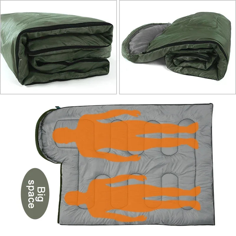 4-Season Waterproof Sleeping Bag Envelope-Style Green Sleeping Bags - Tophatter Daily Deals