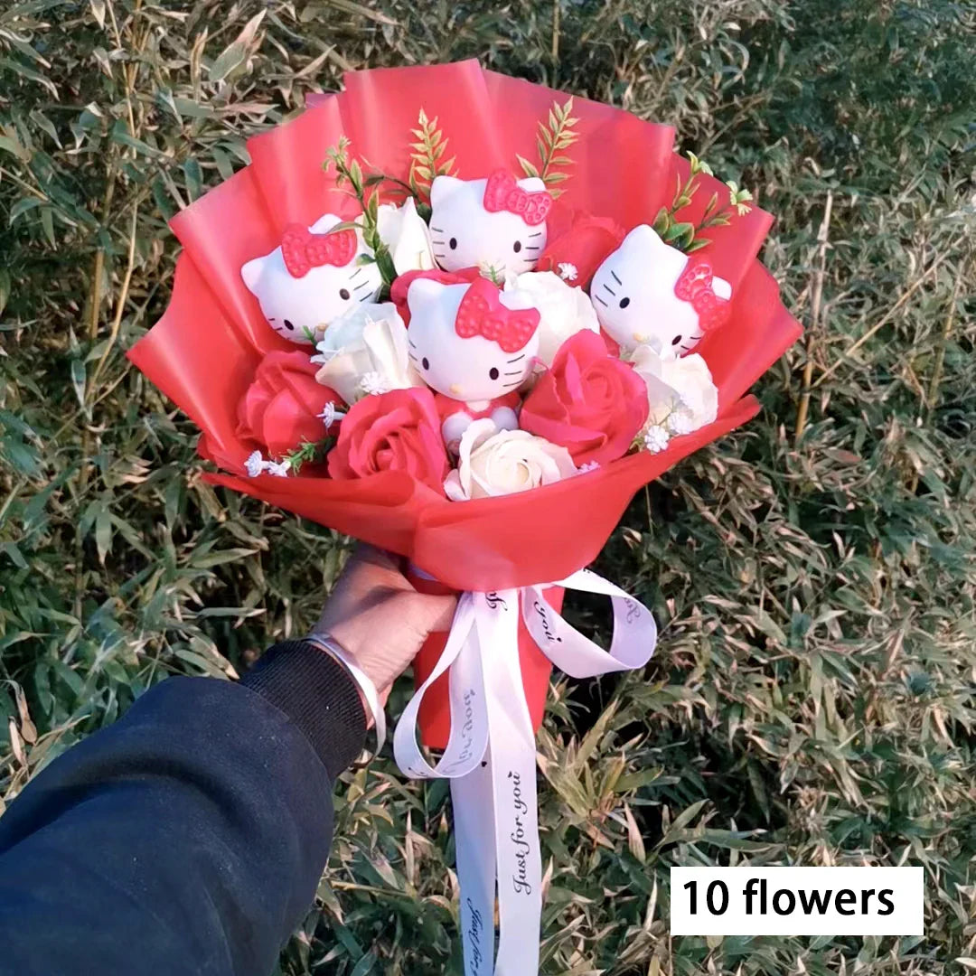 Sanrio Hello Kitty Plush Bouquet Flowers Hello Kitty (Red) Flowers - Tophatter Daily Deals