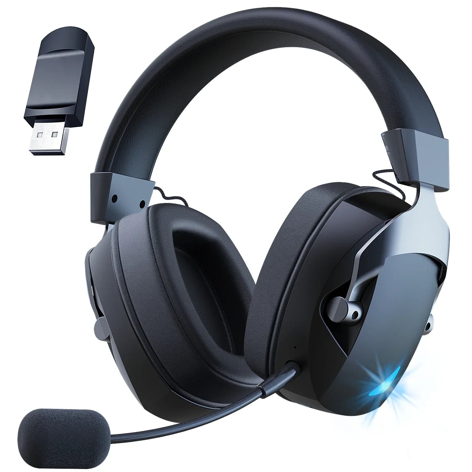 Wireless Gaming Headset Detachable Mic Multi Mode Comfort Black - Tophatter Daily Deals