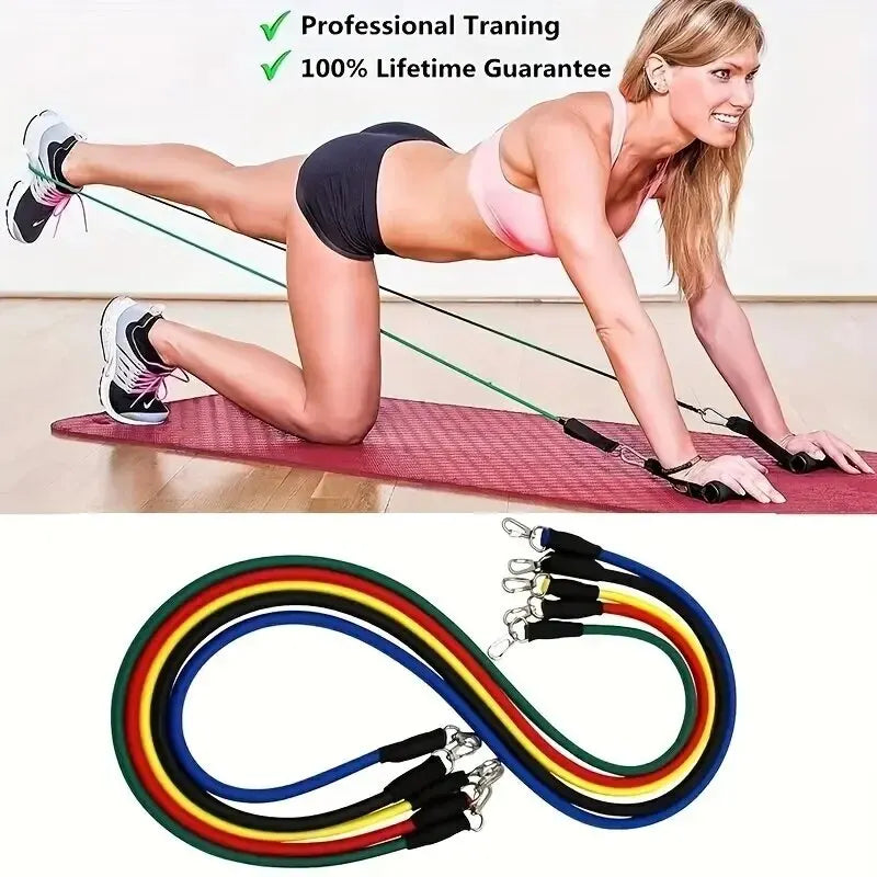 Resistance Bands Set 11Pc Portable Full Body Kit Workout - Tophatter Daily Deals