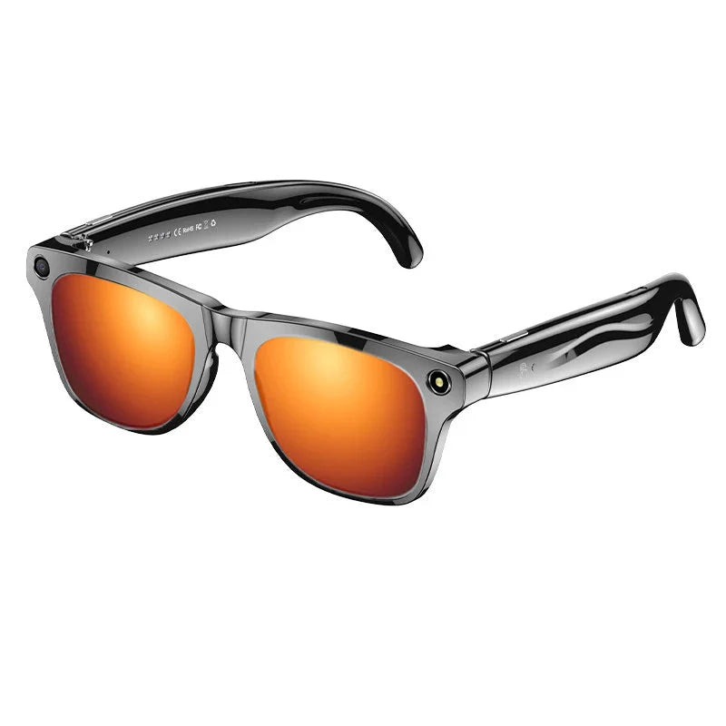 Smart AI Camera Glasses Bluetooth Call Voice Assistant Black tea - Tophatter Daily Deals