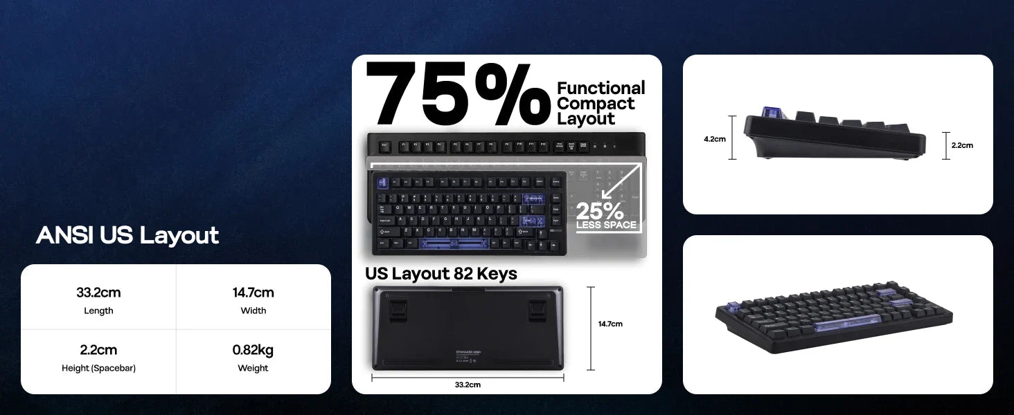 Mechanical Keyboard 75 Percent Hot Swap Gasket Mount Wired - Tophatter Daily Deals